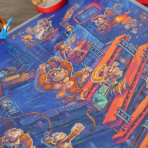 Girders, Monkeys and Crocodiles - Donkey Kong Celebration Gaming Poster - Hand-inked and