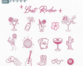 Country Club Cowgirl Embroidery Bundle, Preppy Western Cowgirl Icon Embroidery Designs, Rodeo Social Club Theme, Girly Country Style