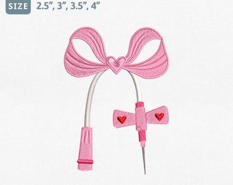 Doctor Phlebotomy Needle Bow Embroidery Design, Phlebotomist Coquette Embroidery File, Nurse Bow Machine Embroidery, Nurse Week Pes File