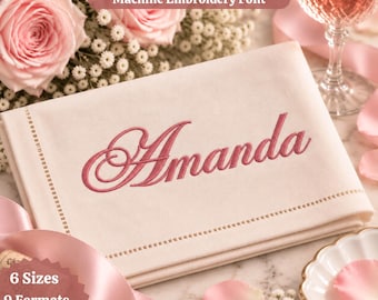Amanda Elegant Script Embroidery Font, Calligraphy BX Font, Machine Embroidery Alphabet, Luxury Name Letters, Cursive Embroidery Font ,PES