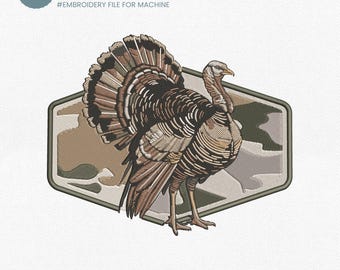 Camo Turkey Hunting Embroidery Design, Thanksgiving Hunting Embroidery File, Bad Day To Be A Turkey Embroidery File,  Pes File