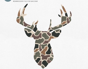 Camo Deer Hunting Embroidery Design, Wild Buck Hunting Embroidery File,  Embroidery File, Rustic Fall Hunting Embroidery File