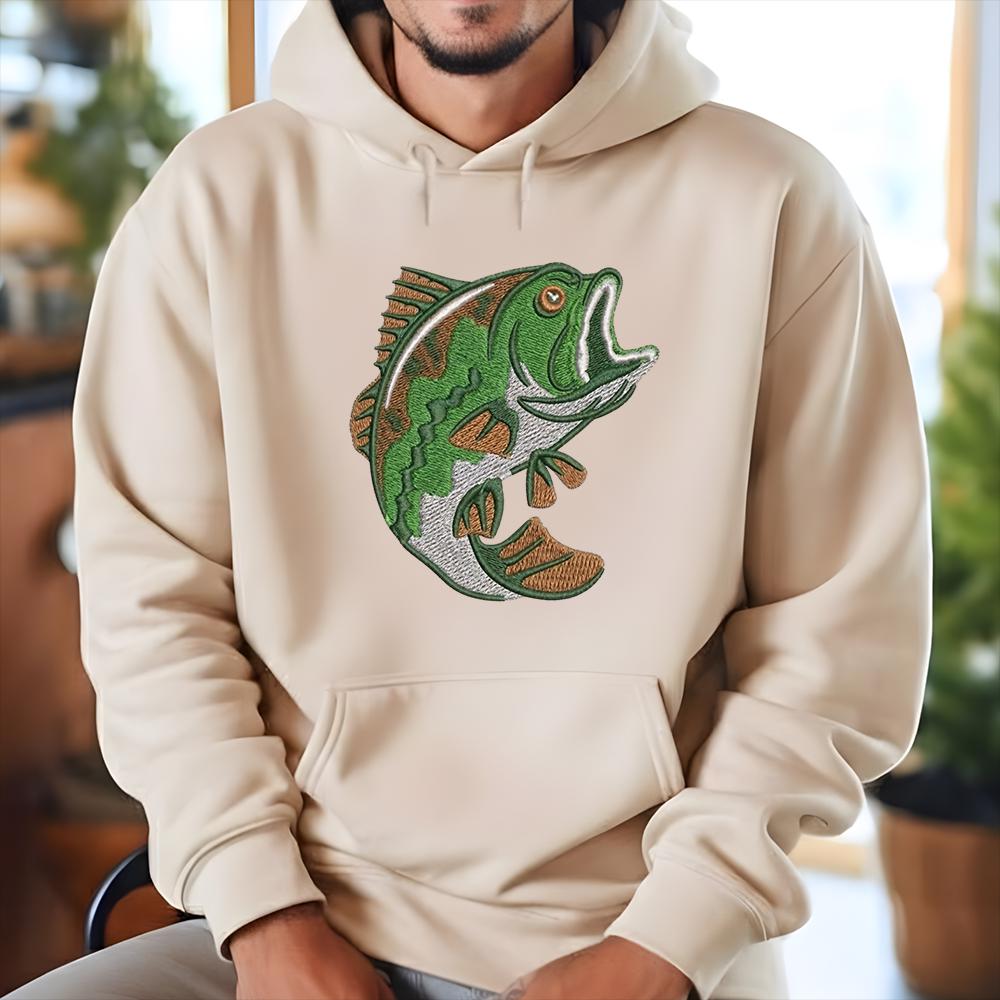 Largemouth Bass Embroidery File, Classic Bass Fishing Hat Embroidery ...