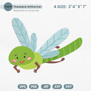 Cute Dragonfly Embroidery Design, Cute Insects Machine Embroidery File, Mini Insects Design, Spring Baby Design, Farm Animal, Kid Embroidery