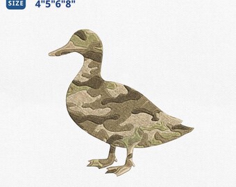Camo Duck Embroidery Design, Camouflage Duck Hunting Embroidery File, Hunting Season Pes File, Duck Lovers Stitch, Instant Download