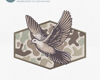 Camo Dove Hunting Embroidery Design, Vintage Camouflage Dove Embroidery File, Bad Day To Be A Dove Embroidery File, Hunting Season Pes File