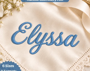 Elyssa Handwritten Embroidery Font, Elegant Cursive BX Font, Machine Embroidery Alphabet, Calligraphy Name Letters, Wedding Script, PES DST
