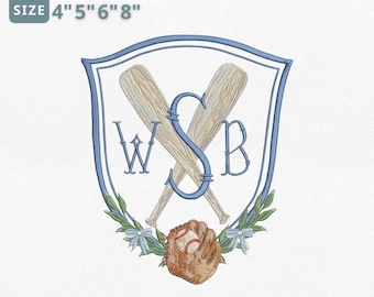 Baseball Embroidery Crest for Banner, Preppy Nursery Baby Baseball Banner Embroidery Design, Fathers Day Gift, Monogram Baby Gifts