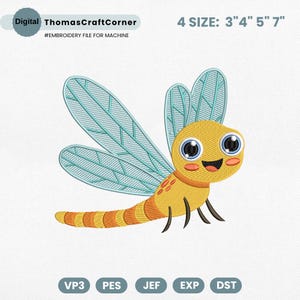 Cute Dragonfly Embroidery Design, Mini Insects Embroidery File, Insects Machine Embroidery, Cute Insects Design, Farm Animal, Kid Embroidery