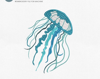 Jellyfish Machine embroidery design, Sea Creatures Machine File, Ocean Animals Embroidery, marine animals lover gift, Instant Download