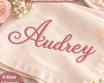 Audrey Handwritten Embroidery Font, Elegant Calligraphy BX Font, Machine Embroidery Alphabet, Wedding Name Letters, Satin Script PES DST