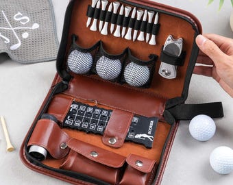Personalisierte Leder Golf Geschenkset, Golf Zubehör mit Gravur