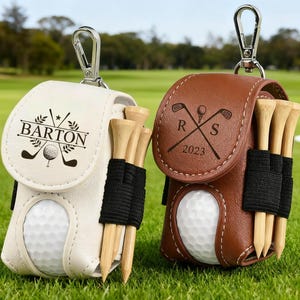 Custom Leather Golf Ball Bag: Personalized Golf Tees Holder
