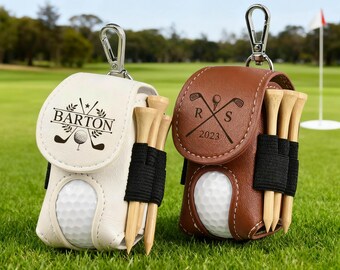 Custom Leather Golf Ball Bag: Personalized Golf Tees Holder