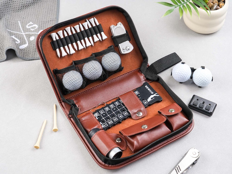 Personalized Leather Golf Gift Set, Engraved Golf Accessories - Etsy