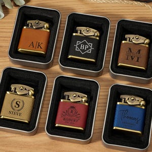 Engraved Leather Lighter for Men , Personalized Groomsmen Gift, Wedding Gift, Unique Father’s Day Gift for Him