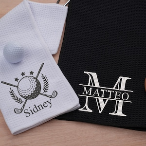 Asciugamano da golf ricamato, asciugamano da golf personalizzato, regalo per gli amanti del golf, regalo per lui, asciugamano da golf con monogramma, idea golf per papà, sposo