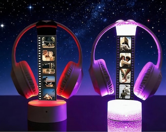 Headphone Stand RGB Light Headset Holder, Custom Photo Headphone Holder, Gift for Boyfriend or Teen Gamer, Valentine's Day Gift