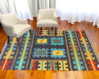 Afghan Handmade Kilim Rug – Natural Wool Flatweave | Tribal & Geometric Designs | Multiple Size Options