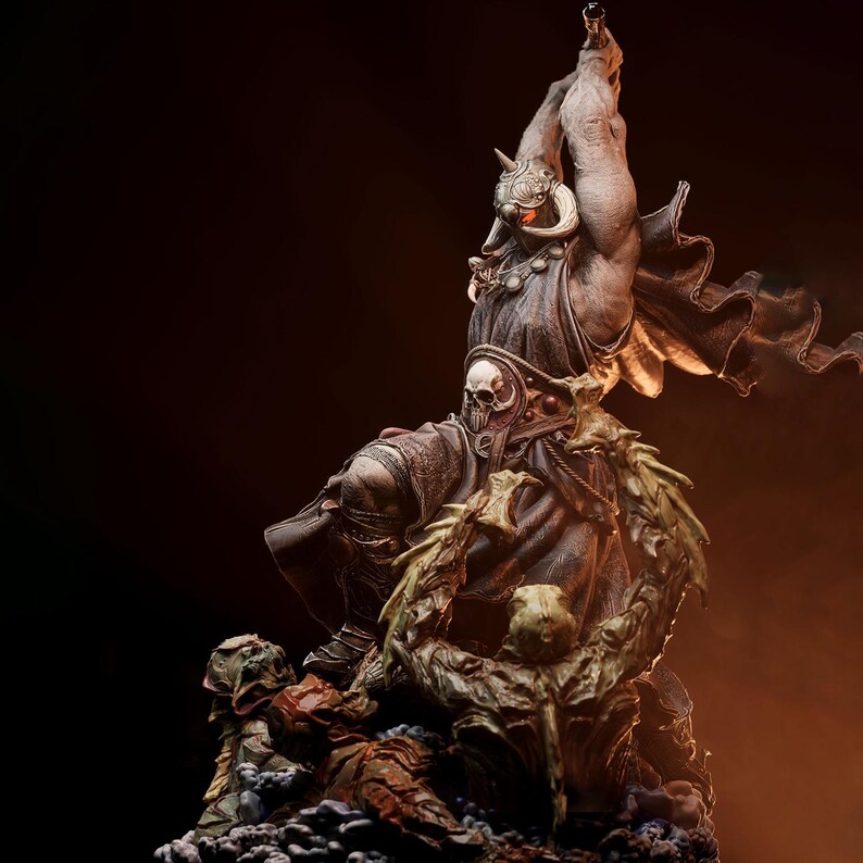 Dark Warlord Fanart STL Statue | 1/6 Scale | Axe Warrior Slaying Undead ...