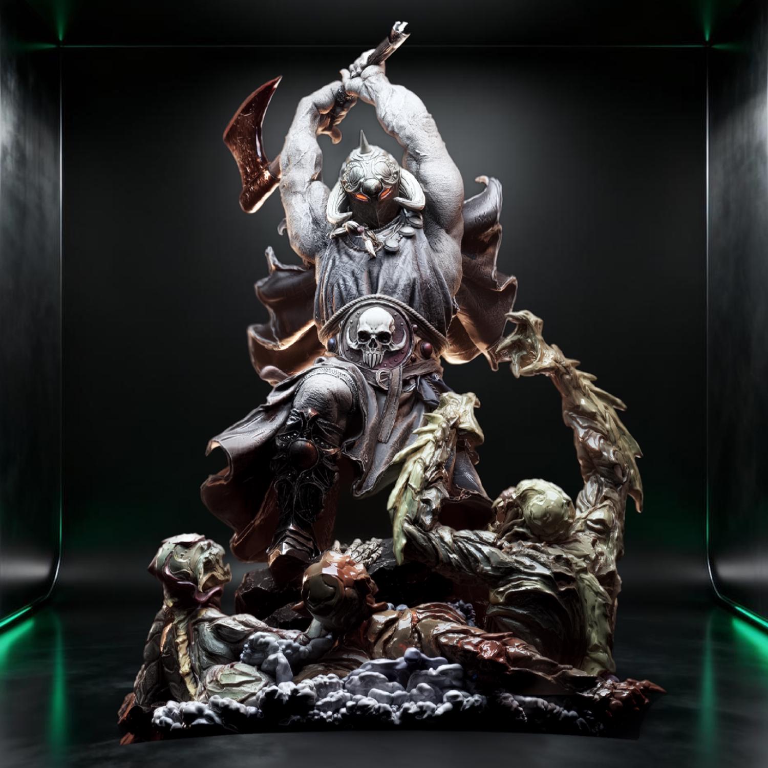 Dark Warlord Fanart STL Statue | 1/6 Scale | Axe Warrior Slaying Undead ...