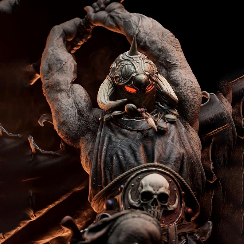 Dark Warlord Fanart STL Statue | 1/6 Scale | Axe Warrior Slaying Undead ...