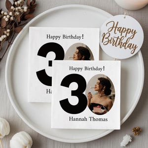Tovaglioli con foto personalizzati e testo - Tovaglioli da cocktail personalizzati per decorazioni per feste di compleanno - Tovaglioli di buon compleanno per tutte le età