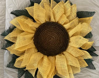 Beautiful 17 inch handmade burlap sunflower