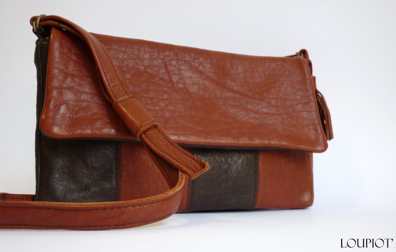 Mini Leather Shoulder Bag sienna and brown leather image 1
