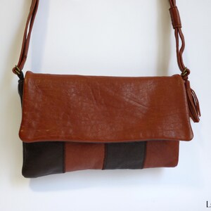 Mini Leather Shoulder Bag sienna and brown leather image 2