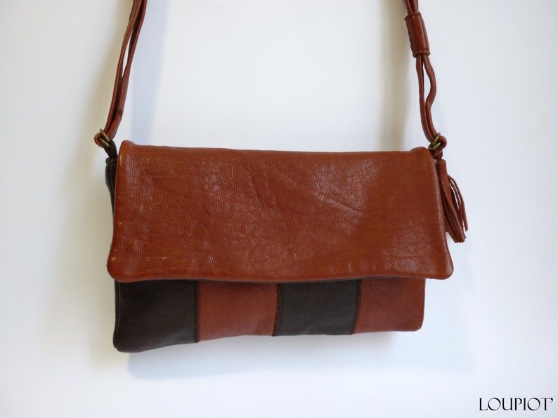 Mini Leather Shoulder Bag sienna and brown leather image 2