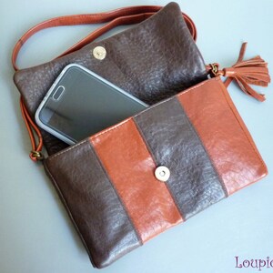 Mini Leather Shoulder Bag sienna and brown leather image 5