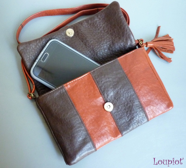 Mini Leather Shoulder Bag sienna and brown leather image 5