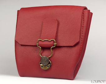 Porte-monnaie cuir rouge, petite pochette cuir rouge