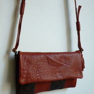 Mini Leather Shoulder Bag sienna and brown leather image 6