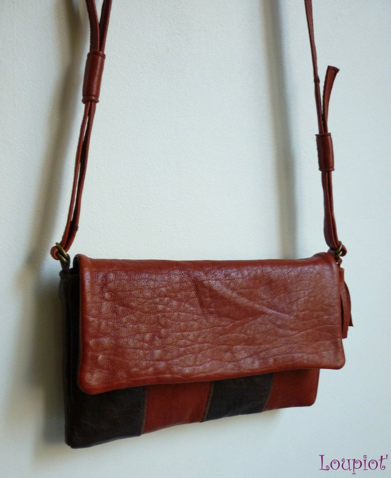 Mini Leather Shoulder Bag sienna and brown leather image 6