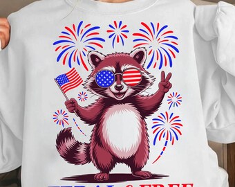 Wilder Waschbär zum 4. Juli (PNG): Lustiges USA-Shirt-Design (Digitaler Download)