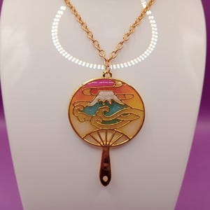 Fuji Necklace Mount Fuji Pendant Jewellery Handmade Resin Necklace Mount Fuji at Sunset Jewellery Glow in the Dark Japan Theme Jewellery