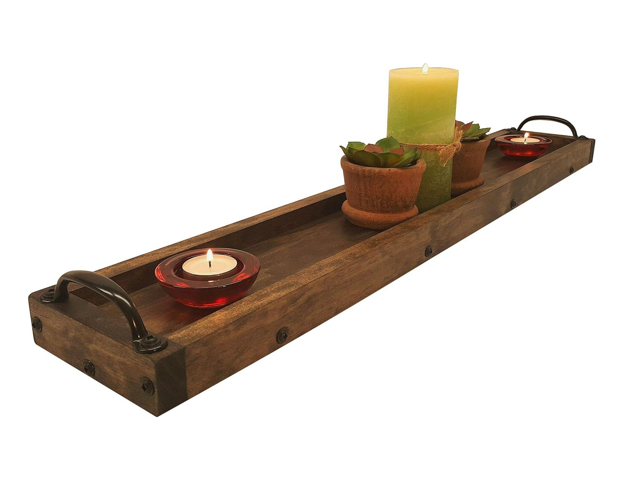 Long Wooden Tray Dining Table Centerpiece Candle Tray Fall Etsy