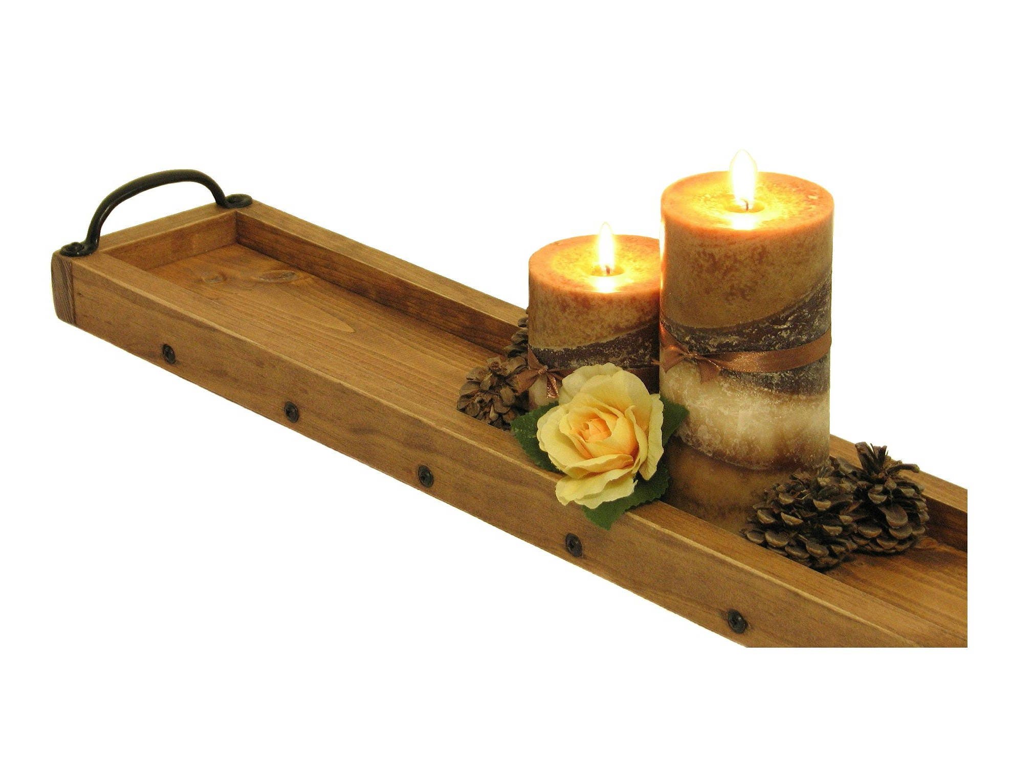 Long Wooden Tray Narrow Wood Candle Tray Long Narrow Tray Etsy