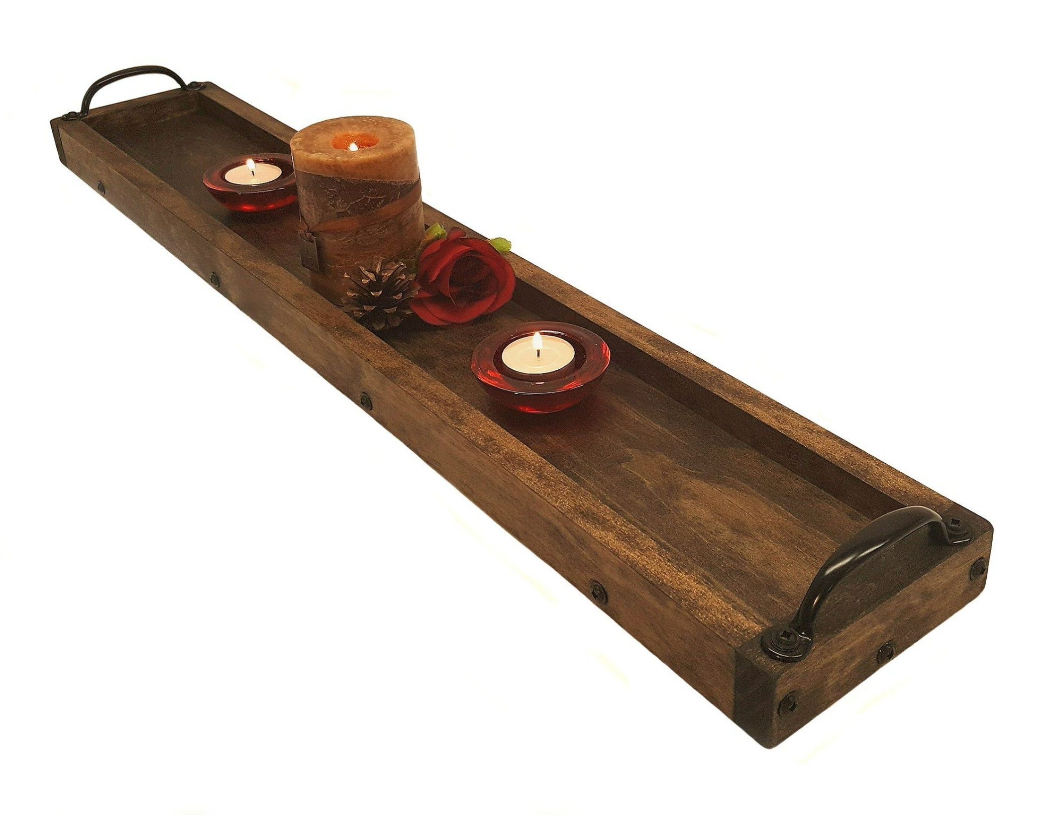 Long Wooden Tray Dining Table Centerpiece Candle Tray Fall Etsy