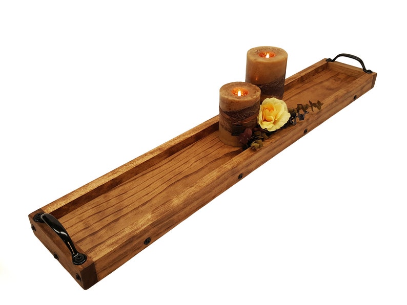 Long Wooden Tray Dining Table Centerpiece Candle Tray Etsy