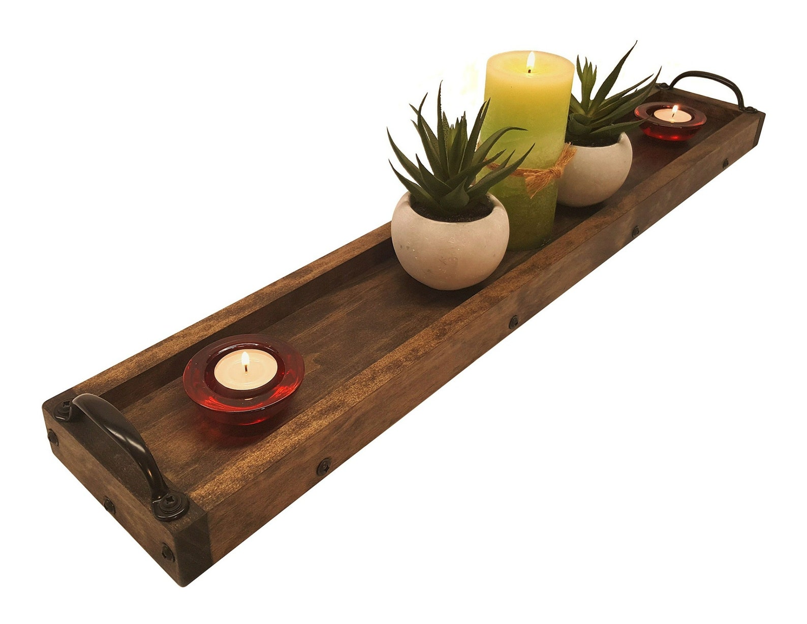 Long Wooden Tray Candle Tray Dining Table Centerpiece Etsy