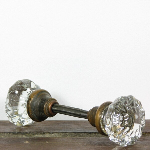 Vintage Glass Door Knobs with Brass Hardware