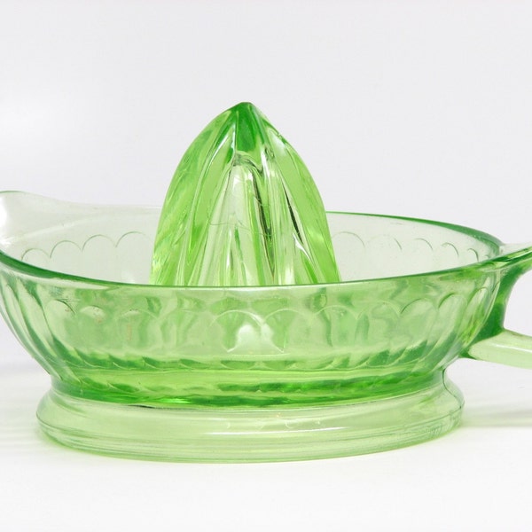 Vintage Green Glass Reamer Juicer for Orange, Lime, or Lemon