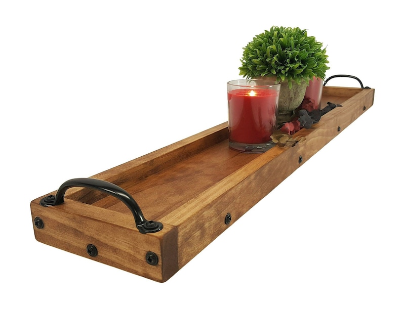 Long Wooden Tray Dining Table Centerpiece Candle Tray Etsy