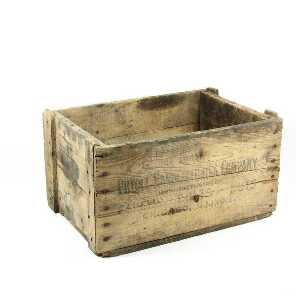Vintage Wood Crate Wooden Box Pheoll Manufacturing Co Chicago IL