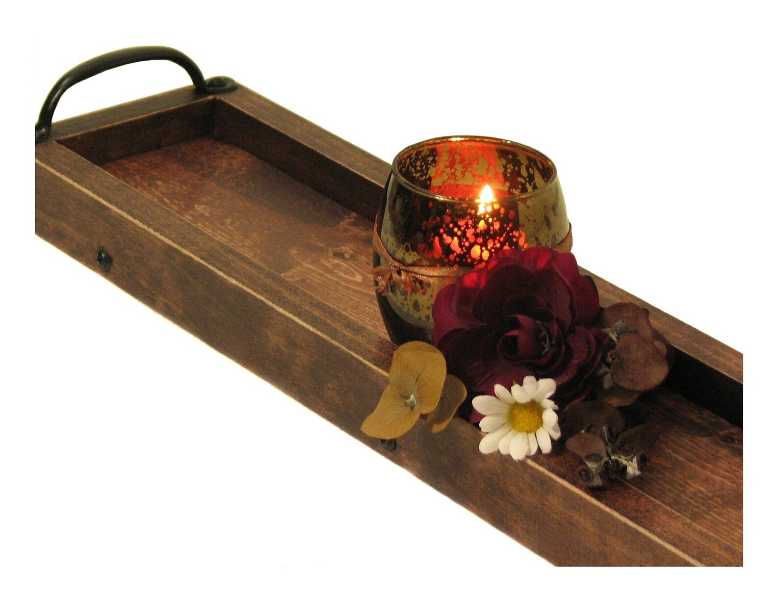 Wooden Candle Tray Long Narrow Wooden Tray Table Centerpiece Etsy