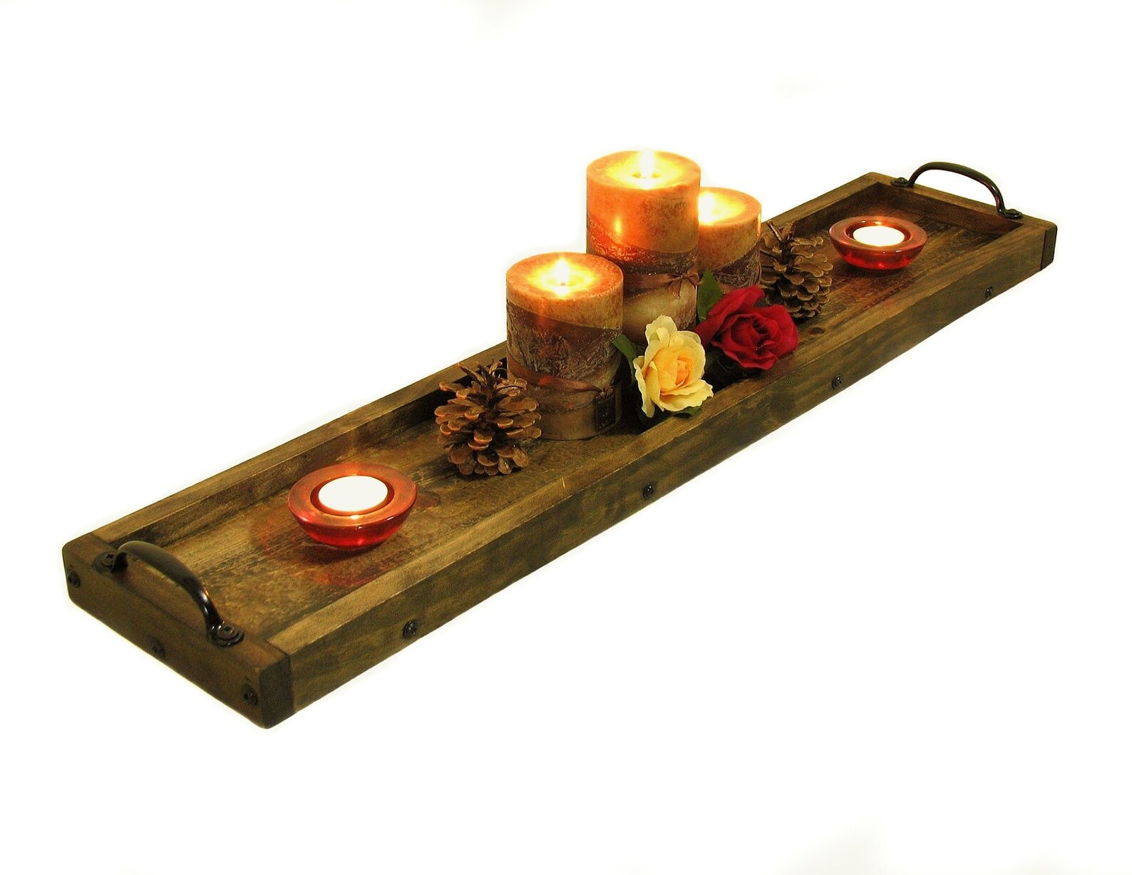Candle Tray Long Narrow Tray Long Wooden Tray Table Etsy