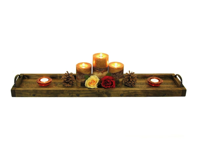 Candle Tray Long Narrow Tray Long Wooden Tray Table Etsy
